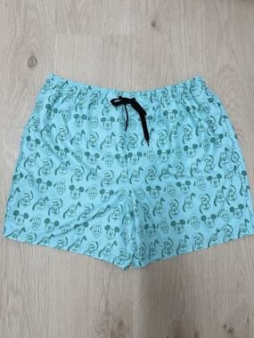 Disney Mickey Mouse Donald Duck Goofy Swim Trunks Men’s Large Mint Green
